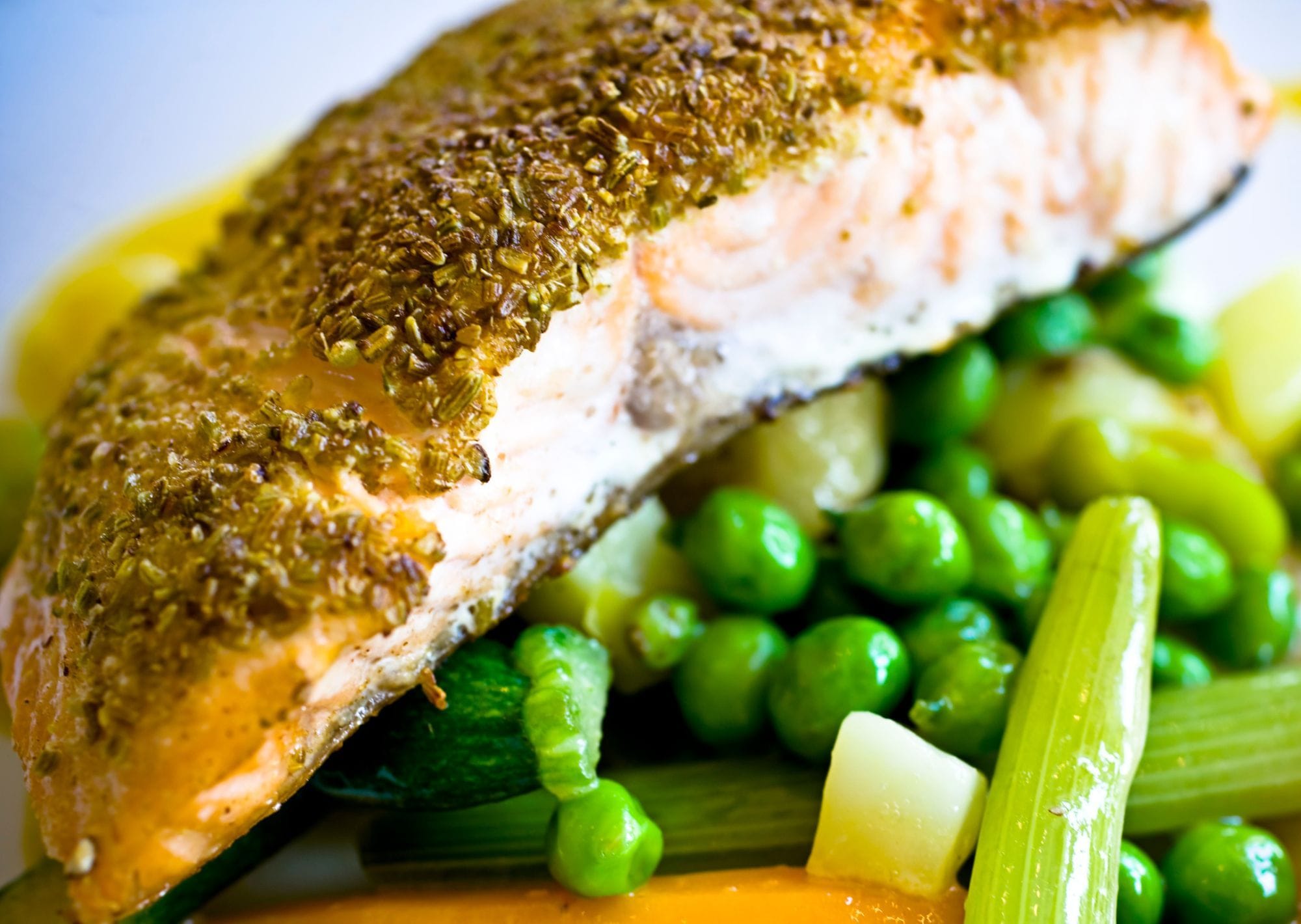 Zalm met een spinazie notenkorst